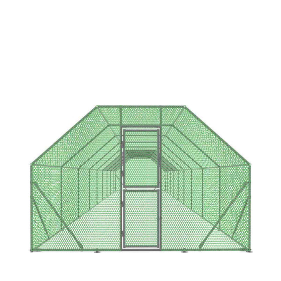 TMG Industrial 10’ x 60’ Wire Mesh Chicken Run Shelter Coop, Galvanized Steel, 600 Sq-Ft, Lockable Gate, PVC Coated Mesh, TMG-CRS1060
