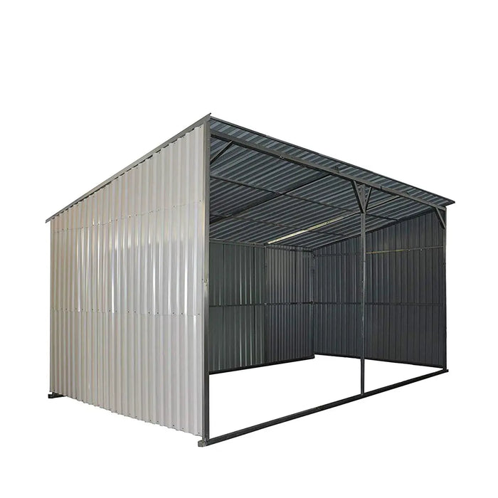 TMG Industrial 12’ x 20’ Galvanized Metal Livestock Shed, 240 Sq-Ft, 27 GA Corrugated Panels, Sliding Skid Mount, TMG-MS1220L