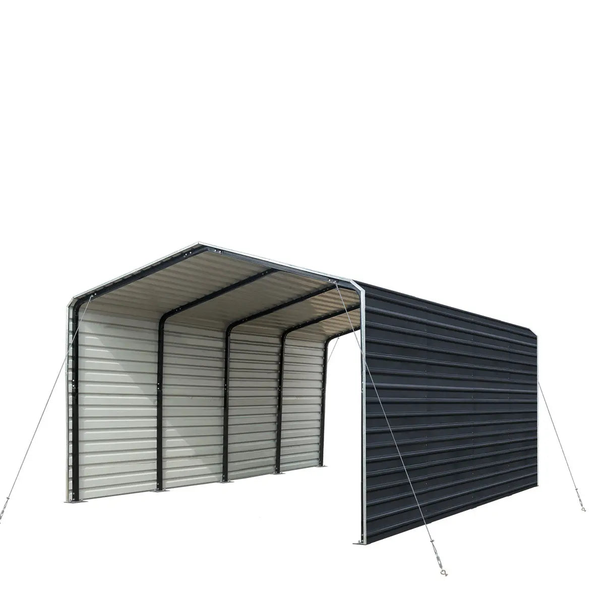 TMG 20' x 20' Metal Carport Shed with 10' Enclosed Sides & Steel Roof