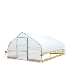 12' x 20' Tunnel Greenhouse Grow Tent w/6 Mil Clear EVA Plastic Film, Cold Frame, Hand Crank Roll-Up Sides, Peak Ceiling Roof, TMG-GH1220