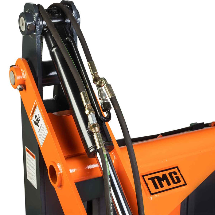TMG Industrial 60” Four-Cylinder Pallet Fork Pipe Grapple, 6200-lb Lift Capacity, ITA Class III Forged Tines, Skid Steer Mount, TMG-SPG60