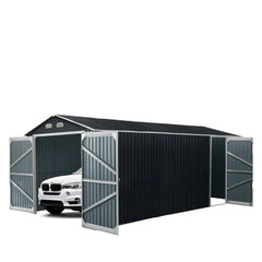 13' x 20' Metal Garage Shed with Double Front Doors, 7'9