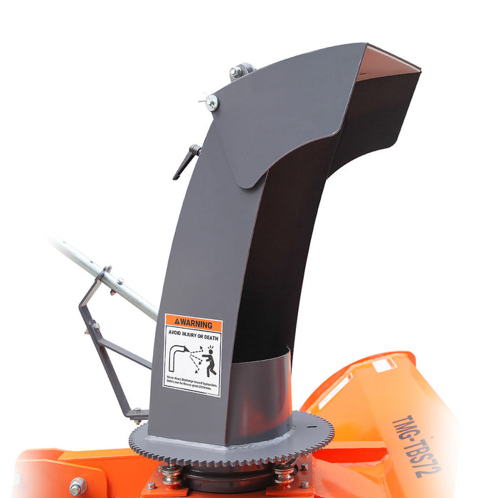 TMG Industrial 84” Skid Steer Snow Blower 45-75 HP Loader Required,  24” Diameter Impeller, 360° Snow Chute, TMG-SSB84