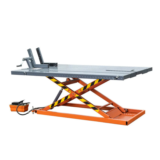 TMG Industrial 1500-lb Portable Motorcycle/ATV Scissor Lift, 48” Work Platform, Side Extensions, Front Vise Grip, TMG-1500PML