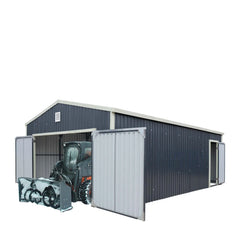 16’ x 24’ Metal Garage Shed with Double Front Doors, 10’ Peak Height, Side Entry Door, 384 Sq-Ft Floor Space, TMG-MS1624