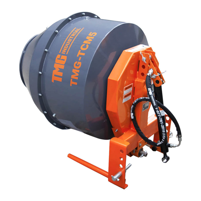 TMG Industrial 5 Cu-Ft 3-Point Hitch Cement Mixer, PTO Shaft Included, Category 1 Hookup, TMG-TCM5