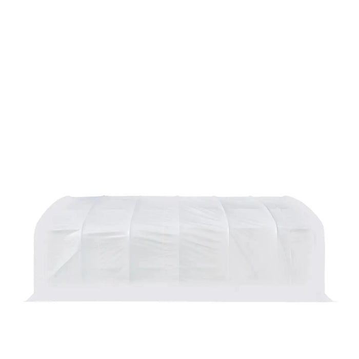 TMG Industrial 20' x 30' Straight Wall Peak Ceiling Storage Shelter with Heavy Duty 17 oz PVC Cover & Drive Through Door, TMG-ST2031V (Previously ST2030V)