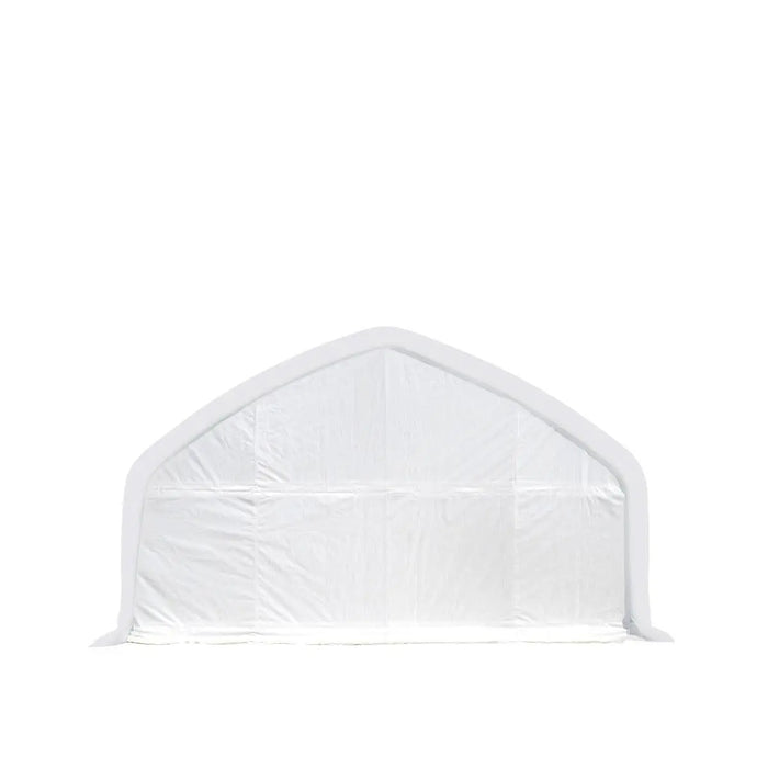 TMG Industrial 20' x 30' Straight Wall Peak Ceiling Storage Shelter with Heavy Duty 17 oz PVC Cover & Drive Through Door, TMG-ST2031V (Previously ST2030V)