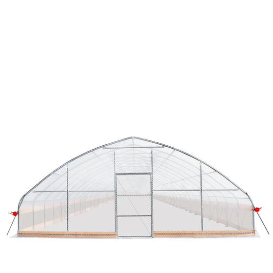 TMG Industrial 25' x 100' Tunnel Greenhouse Grow Tent w/6 Mil Clear EVA Plastic Film, Cold Frame, Hand Crank Roll-Up Sides, Peak Ceiling Roof, TMG-GH25100