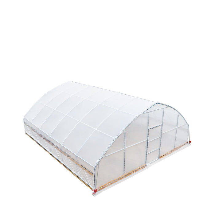 TMG 7.6 x 7.6 m Tunnel Greenhouse Grow Tent w/6 Mil Clear EVA Film, Roll-Up Sides