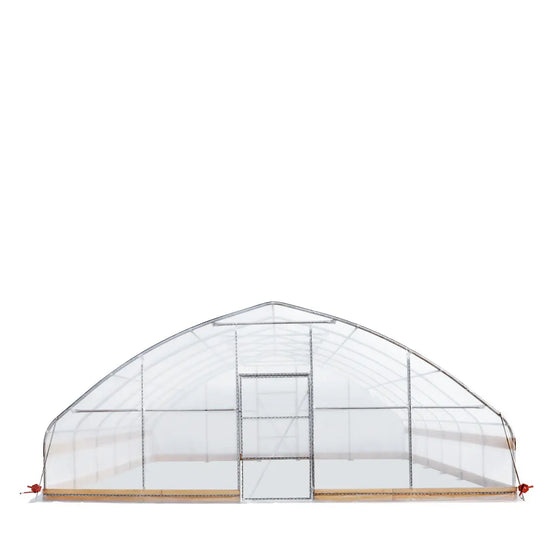 TMG Industrial 25' x 25' Tunnel Greenhouse Grow Tent w/6 Mil Clear EVA Plastic Film, Cold Frame, Hand Crank Roll-Up Sides, Peak Ceiling Roof, TMG-GH2525