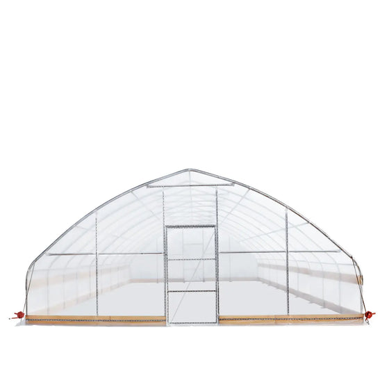 TMG Industrial 25' x 40' Tunnel Greenhouse Grow Tent w/6 Mil Clear EVA Plastic Film, Cold Frame, Hand Crank Roll-Up Sides, Peak Ceiling Roof, TMG-GH2540