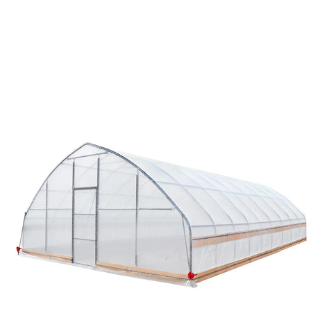 TMG Industrial 25' x 40' Tunnel Greenhouse Grow Tent w/6 Mil Clear EVA Plastic Film, Cold Frame, Hand Crank Roll-Up Sides, Peak Ceiling Roof, TMG-GH2540