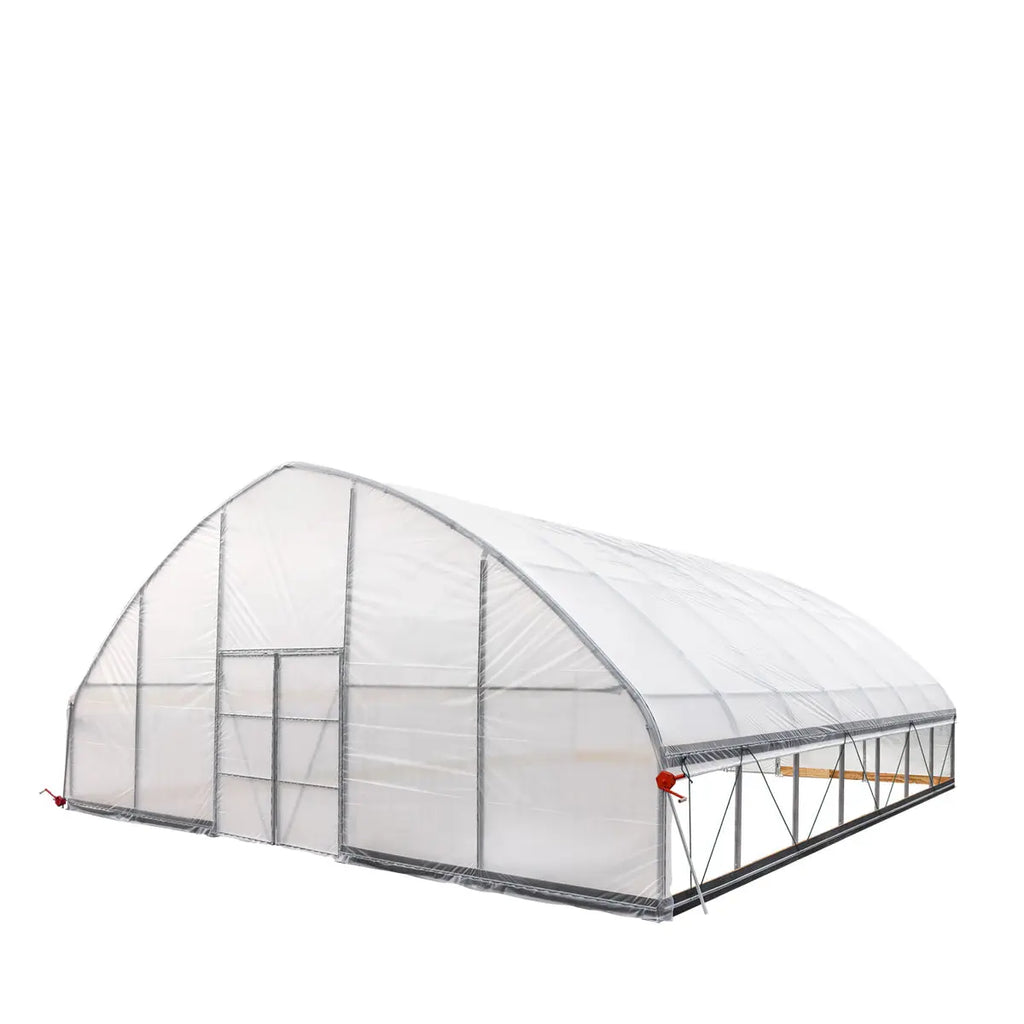 30' x 30' Tunnel Greenhouse Grow Tent w/6 Mil Clear EVA Plastic Film, Cold Frame, Hand Crank Roll-Up Sides, Peak Ceiling Roof, TMG-GH3030