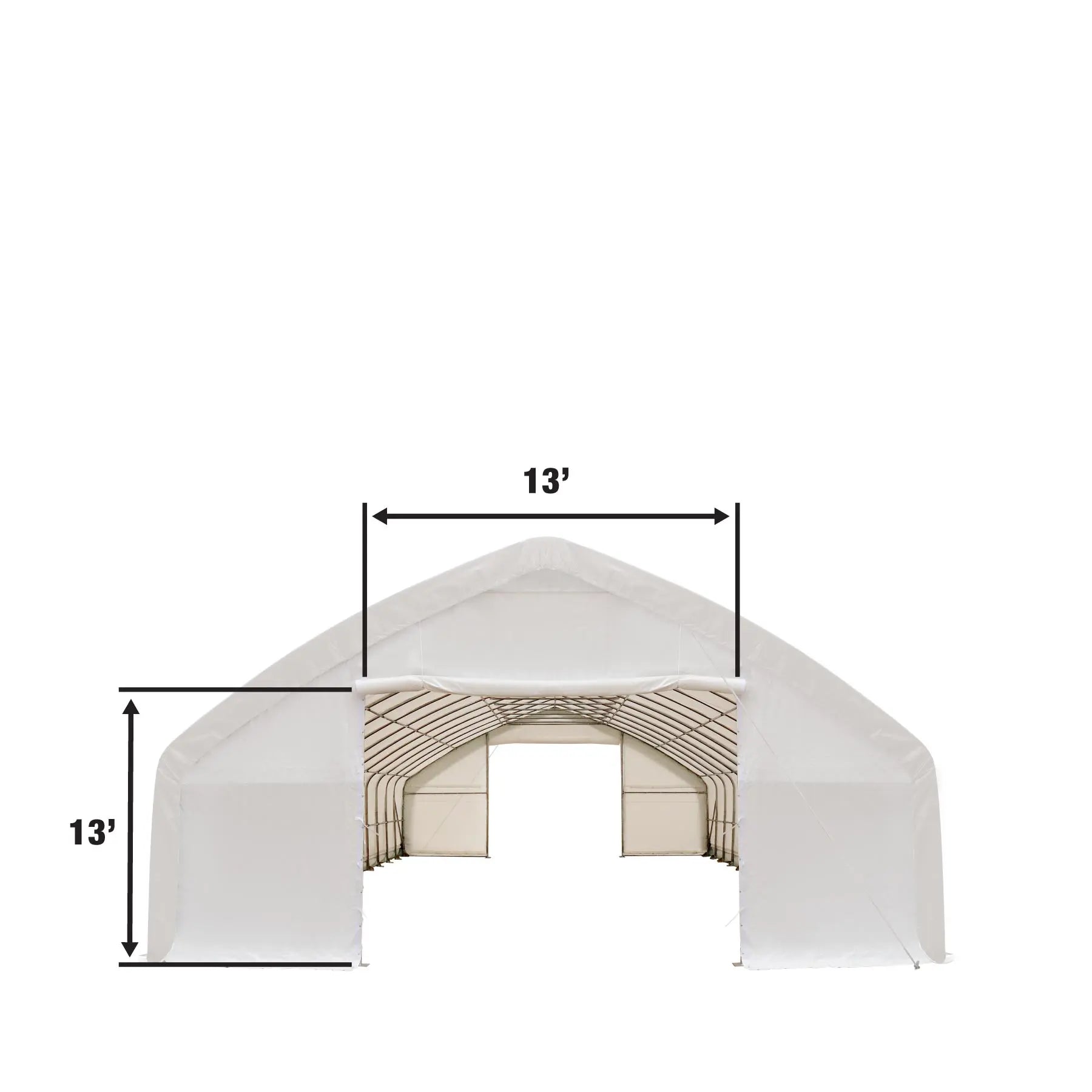 TMG Industrial 30' x 70' Straight Wall Peak Ceiling Storage Shelter with Heavy Duty 17 oz PVC Cover & Drive Through Doors, TMG-ST3070V