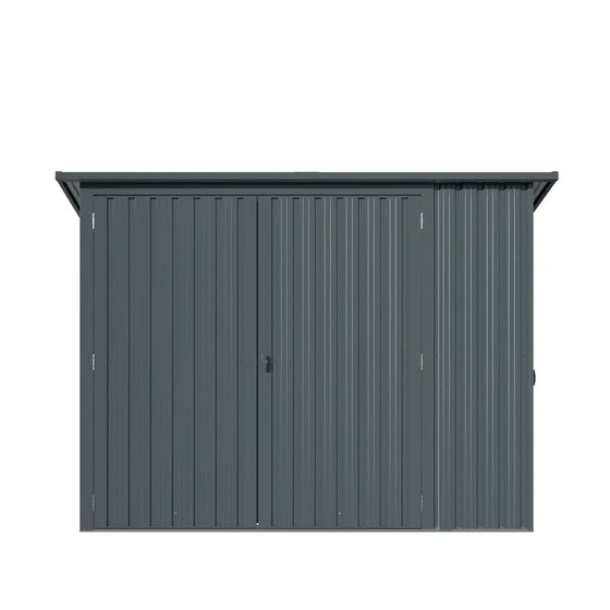 TMG Industrial 4’ x 8’ Bicycle Metal Pent Shed, 29 Gauge Corrugated Metal, 70” Upper edge, TMG-MS0408