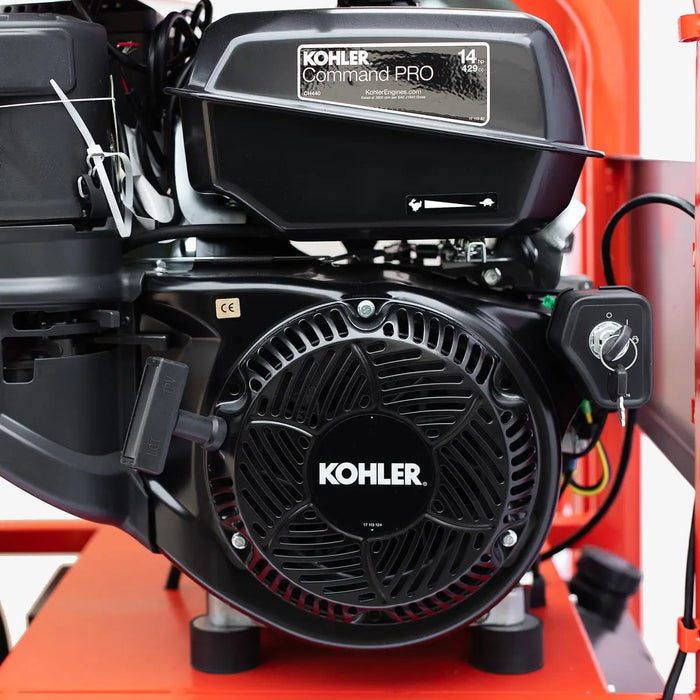 TMG Industrial 4000 PSI Hot Water Pressure Washer with 245 Gallon Water Tank, 14 HP Kohler Engine, Electric Start, Oil Fired, Triplex Plunger Pump, 33' High-Pressure Hose, Two Work Lights, TMG-HW41T