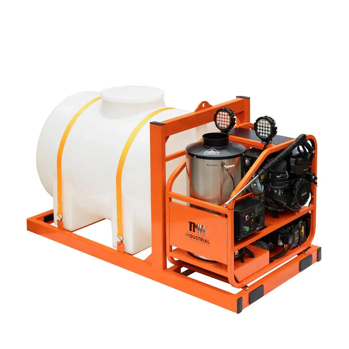 TMG Industrial 4000 PSI Hot Water Pressure Washer with 245 Gallon Water Tank, 14 HP Kohler Engine, Electric Start, Oil Fired, Triplex Plunger Pump, 33' High-Pressure Hose, Two Work Lights, TMG-HW41T