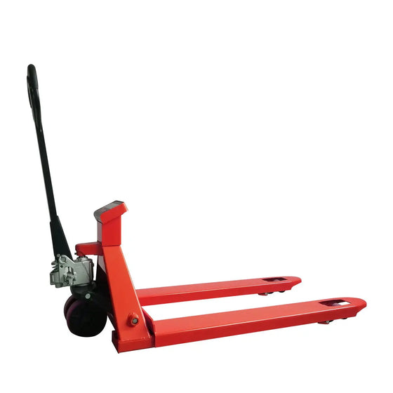 TMG Industrial 4500-lb Truck Scale Pallet Jack, 2” LCD, Lb/Kg Switchable, 220° Steering Arc, Poly Wheels & Rollers, 48” Forks, TMG-PJ45S
