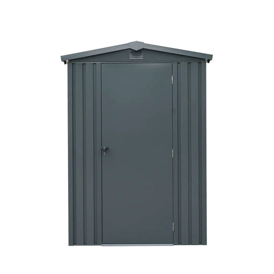 TMG Industrial 5 x 6 FT Apex Roof Metal Shed Pro Series, Galvanized corrugated metal, Apex roof design, Two air vents, TMG-MS0506