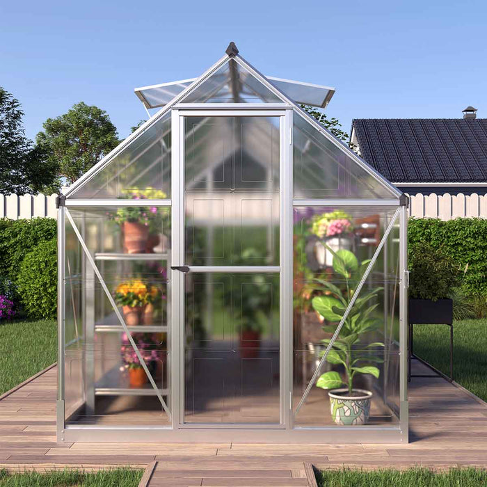 6’ x 12’ Crystal Clear Greenhouse, Aluminum Frame, Integrated Gutter S