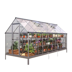 6' x 16' Crystal Clear Greenhouse, Aluminum Frame, Integrated Gutter System, Roof Vents, TMG-GH616 (Discontinued – No Longer Available)