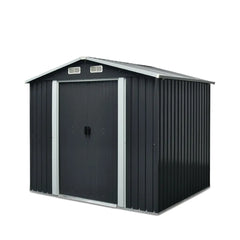 6’ x 8’ Galvanized Apex Roof Metal Shed, 29 GA Corrugated Metal, 67