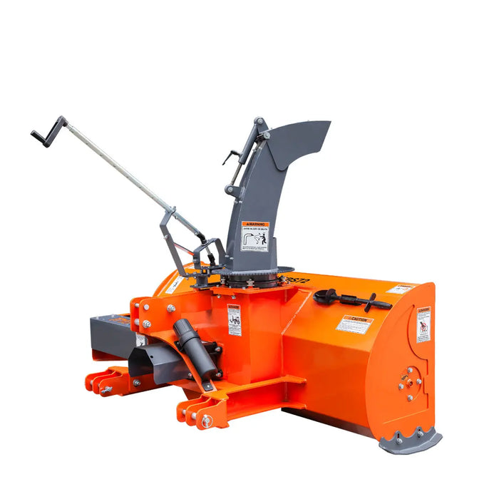 TMG Industrial 72” 3-Point Hitch Snow Blower, 25-90 HP, 24” Diameter Impeller, 360° Snow Chute, CAT 1 & CAT 2 Suspension, TMG-TBS72