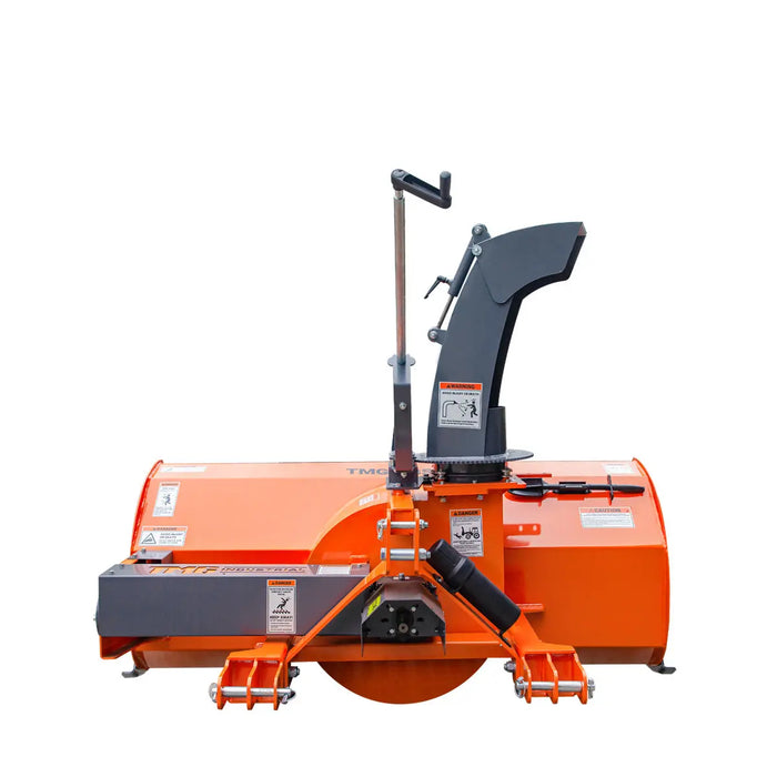 TMG Industrial 72” 3-Point Hitch Snow Blower, 25-90 HP, 24” Diameter Impeller, 360° Snow Chute, CAT 1 & CAT 2 Suspension, TMG-TBS72