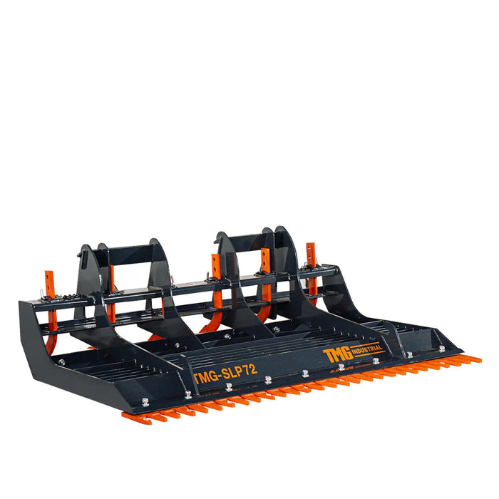 TMG Industrial 72” Skid Steer Land Plane, 6 Adjustable Ripper Teeth, Reversible Planer Comb, Grading, Spreading & Leveling, TMG-SLP72