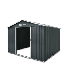 8' x 10' Galvanized Apex Roof Metal Shed, 29 GA Corrugated Metal, 67