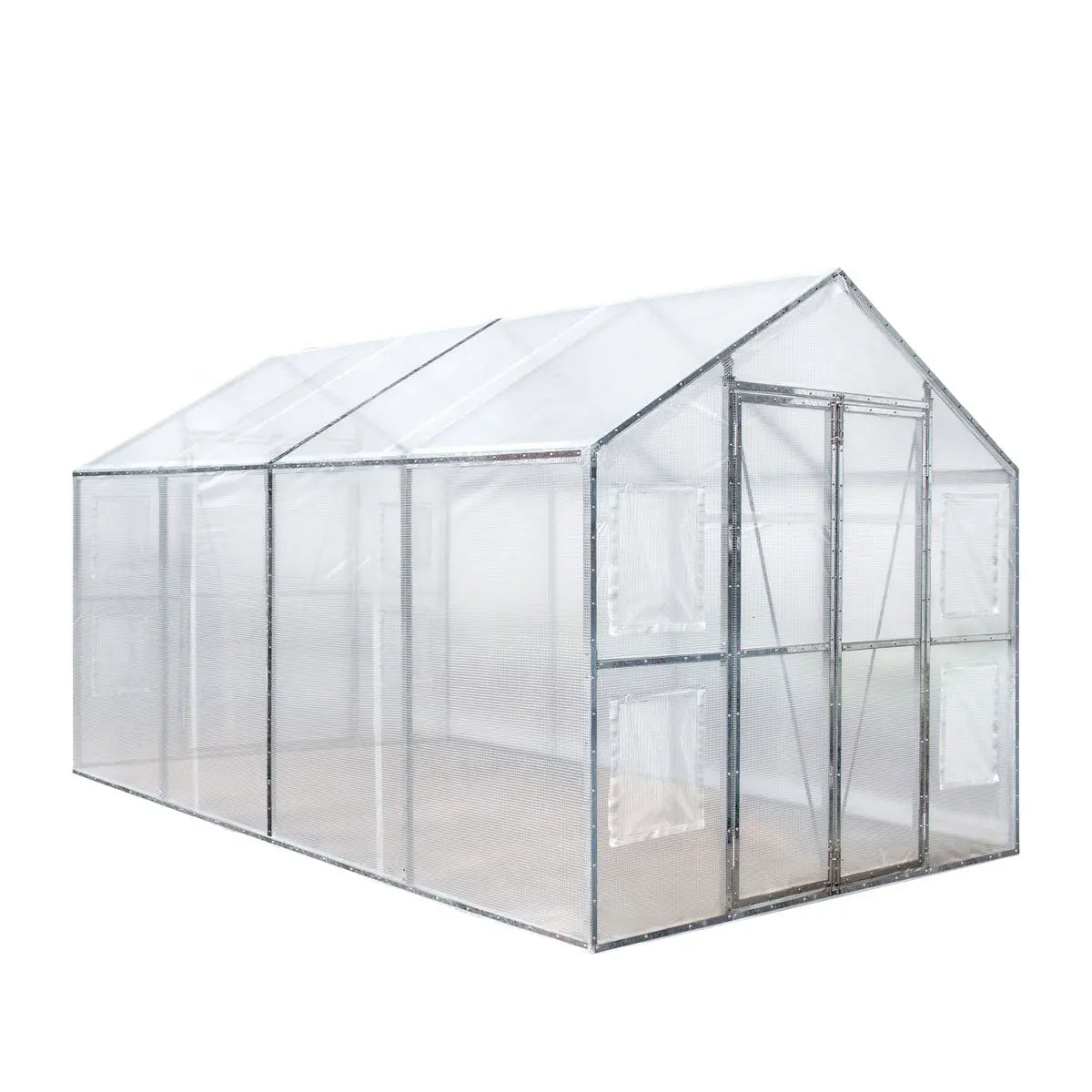 TMG Industrial 8’ x 13’ Greenhouse Grow Tent w/20 Mil Ripstop Leno Mesh PVC Cover, Galvanized Steel Frame, Roll-up Windows, TMG-GH813