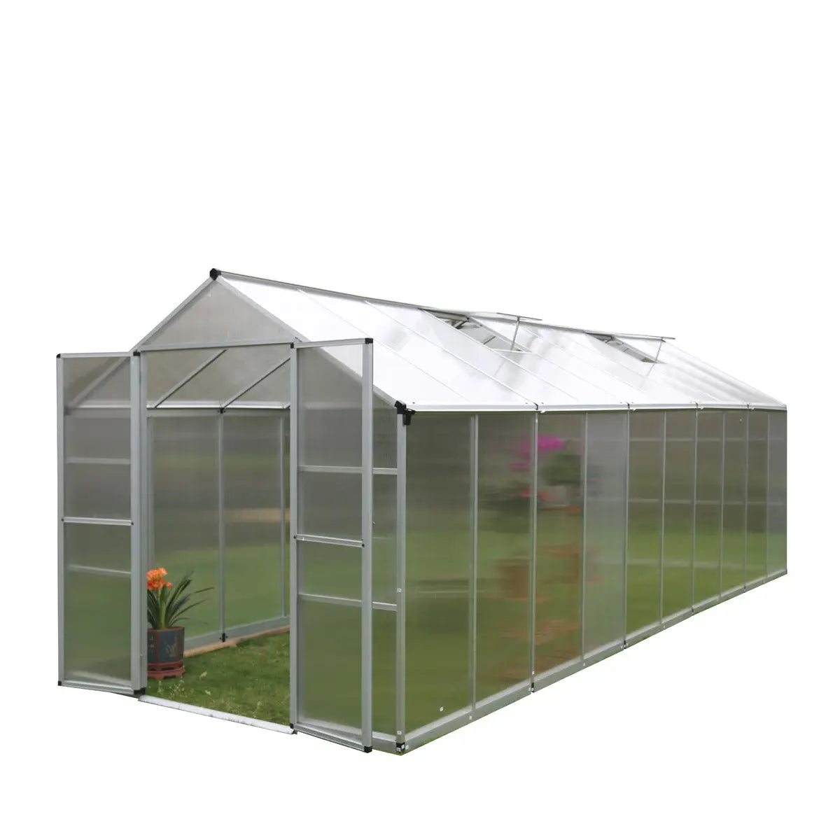 8' x 20' Aluminum Frame Greenhouse w/4 mm Twin Wall Polycarbonate