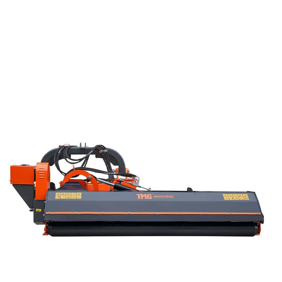 TMG Industrial 90” 50-90 HP Tractor, 3-Point Hitch, PTO Drive Shaft, Offset Ditch Bank Flail Mower with 90° Tilt, TMG-TFMO90