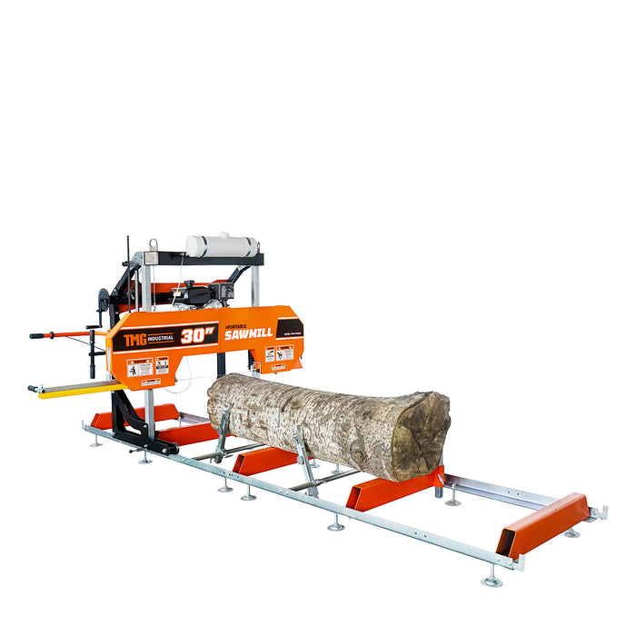 TMG Industrial 30" Portable Sawmill, 14 HP Kohler Engine, 28" Board Width, 12' Log Length, 14.5' Track Bed, TMG-PSM30