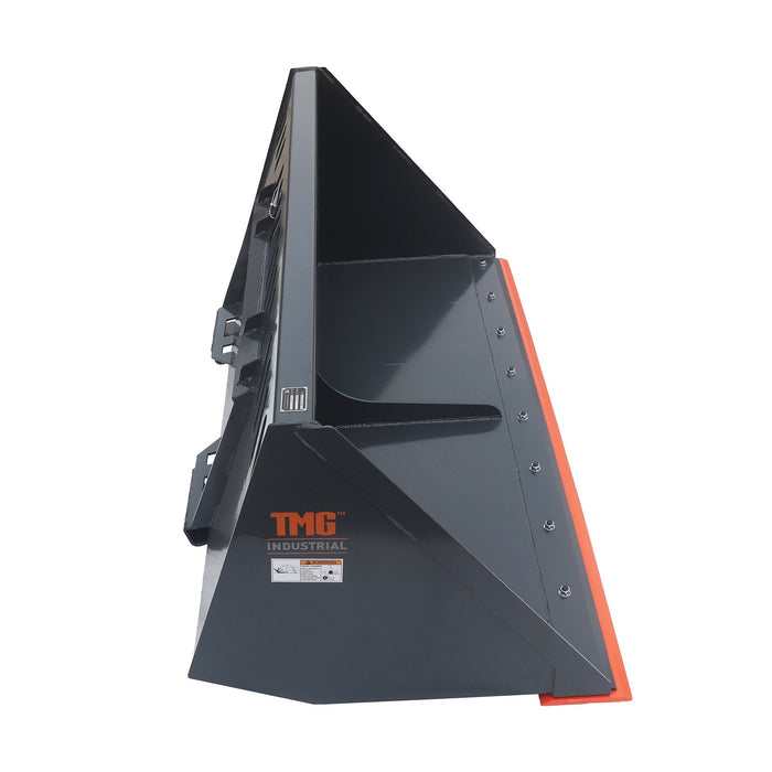 TMG Industrial Heavy-Duty 84” Skid Steer Snow/Mulch Bucket, Bolt-On Cut Edge, 1500-lb Weight Capacity, Universal Quick Mount, TMG-SN84