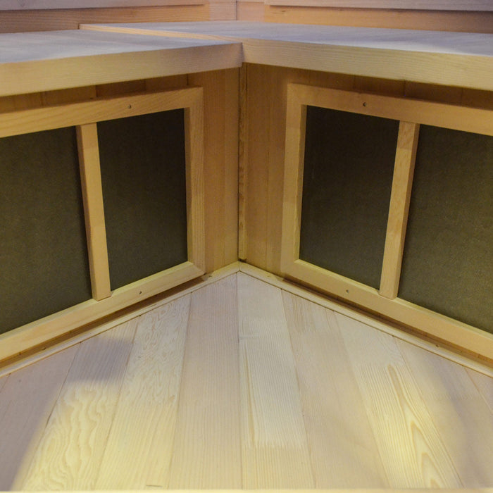 TMG LIVING 3 Person Corner Indoor FAR Infrared Sauna Room, Natural Canadian Hemlock, Bluetooth Speakers, Tempered Glass Door, TMG-LSN40