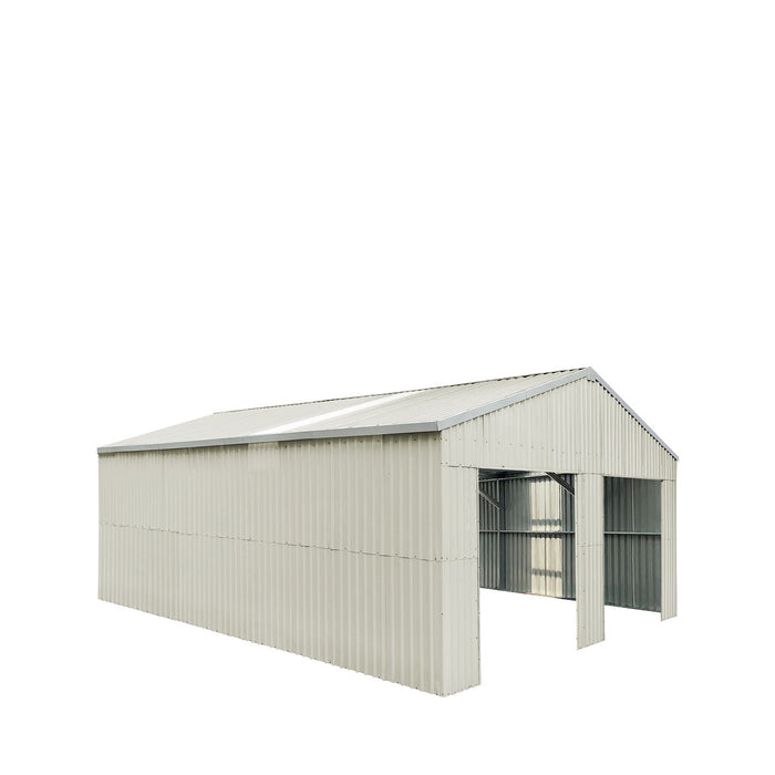 TMG Industrial 25’ x 33’ Double Garage Metal Barn Shed with Side Entry Door, 825 Sq-Ft Floor Space, 9’8” Eave Height, 27 GA Metal, Skylights, 4/12 Roof Pitch, TMG-MS2533