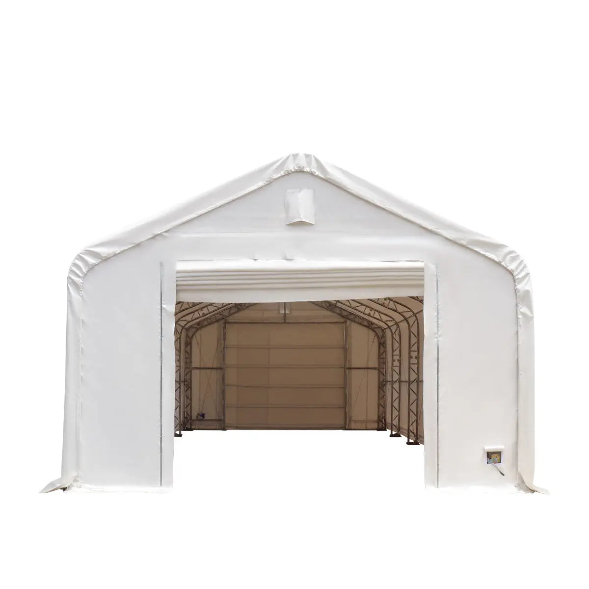 TMG Industrial Pro Series 20' x 63' Dual Truss Storage Shelter with Heavy Duty 17 oz PVC Cover & Drive Through Doors, TMG-DT2064-PRO