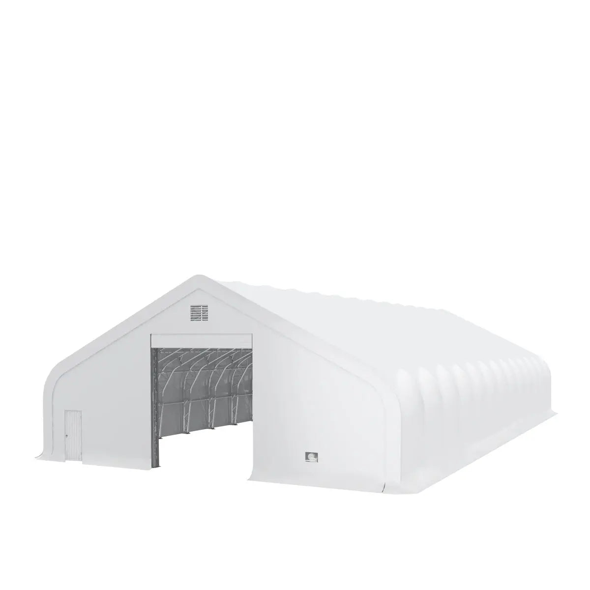 TMG Dual Truss Storage Shelter 50' x 100', PVC Cover, Drive-Through Do