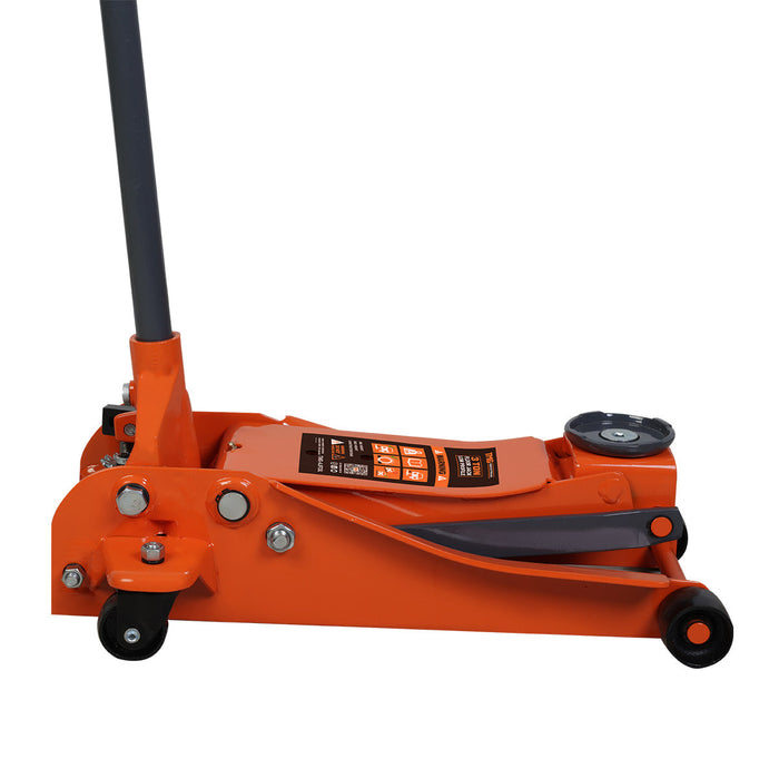 TMG Industrial 3 Ton Low Profile Floor Jack, 18” Max. Height, 3-1/2” Ground Clearance, 360° Caster Pivot, TMG-AJF03L