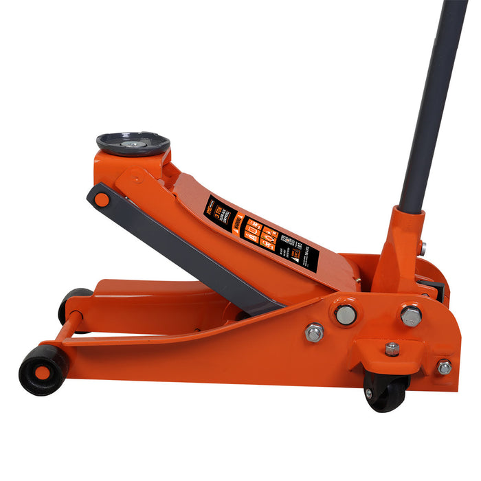 TMG Industrial 3 Ton Low Profile Floor Jack, 18” Max. Height, 3-1/2” Ground Clearance, 360° Caster Pivot, TMG-AJF03L