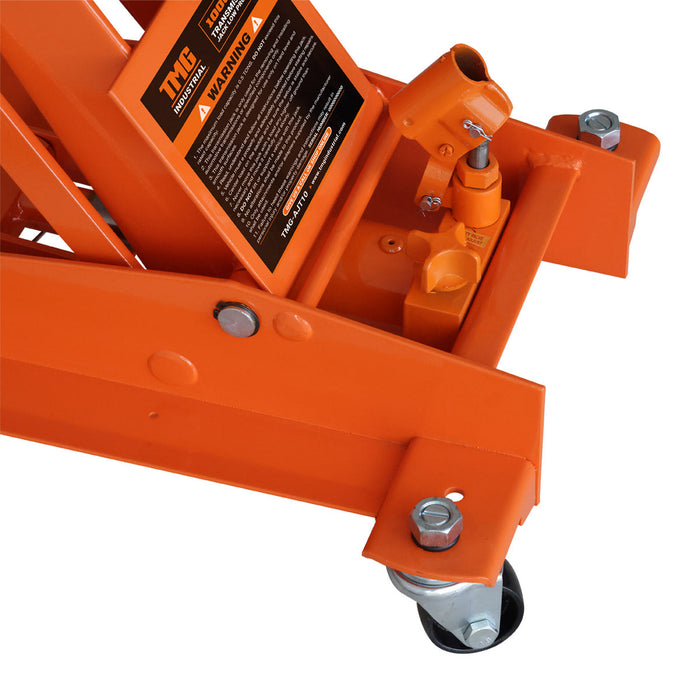 TMG Industrial 1100-lb Low-Profile Transmission Jack, Swivel Casters, 360° Moving Handle, TMG-AJT10