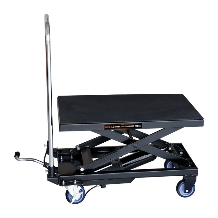 TMG Industrial 330-Lb Mobile Scissor Lift Table, 28” Lifting Height, Foot Pedal Operation, Rubber Padded Tabletop, TMG-ALS01