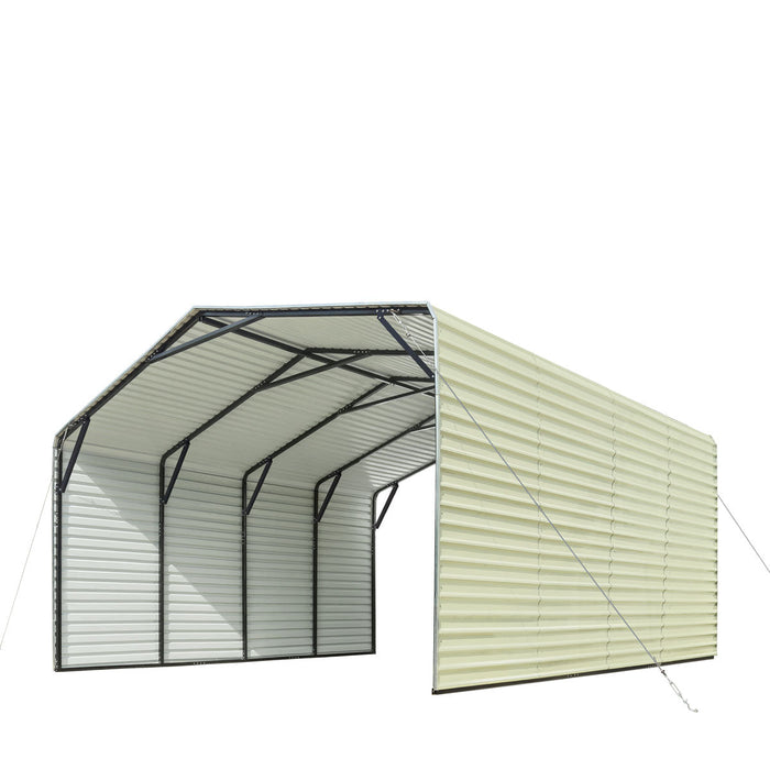 TMG Industrial 20’ x 20’ All-Steel Carport w/10’ Enclosed Sidewalls, Galvanized Roof, Powder Coated, Polyester Paint Coating, Stabilizing Cables, TMG-CP2020F