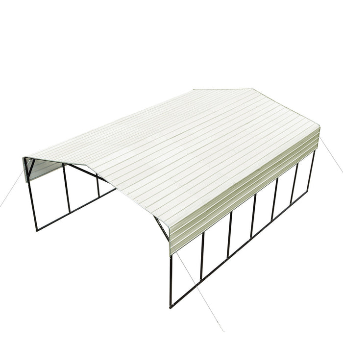 TMG Industrial 20’ x 30’ All-Steel Carport w/10’ Open Sidewalls, Galvanized Roof, Powder Coated, Polyester Paint Coating, Stabilizing Cables, TMG-CP2030