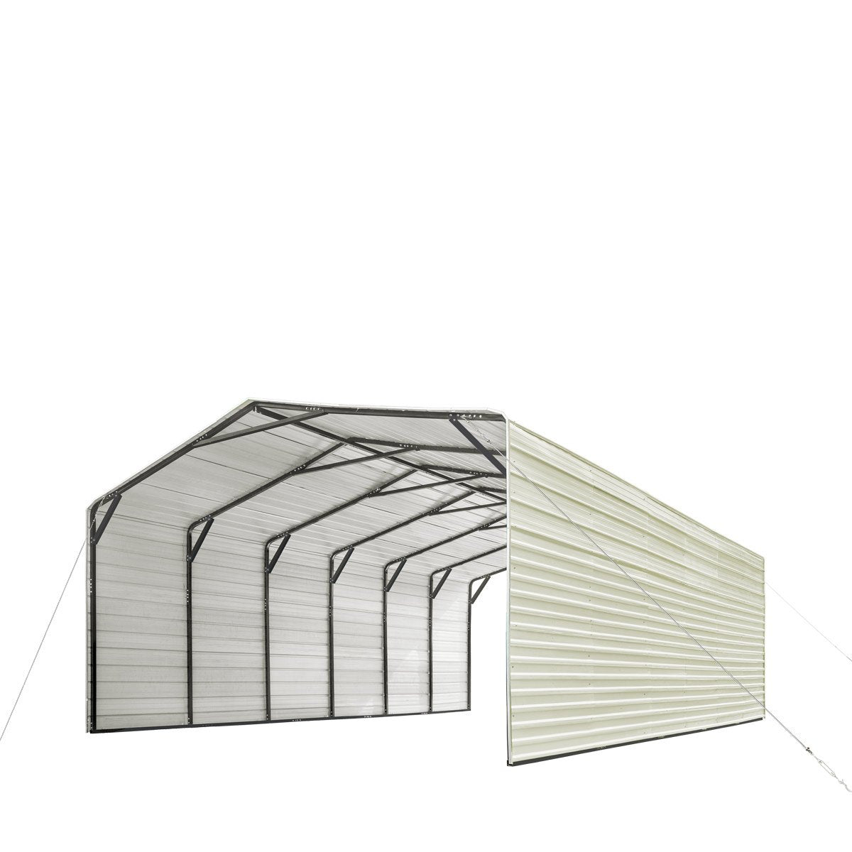 TMG Industrial 20’ x 30’ All-Steel Carport w/10’ Enclosed Sidewalls,  Galvanized Roof, Powder Coated, Enclosed Sidewalls, Polyester Paint  Coating, 