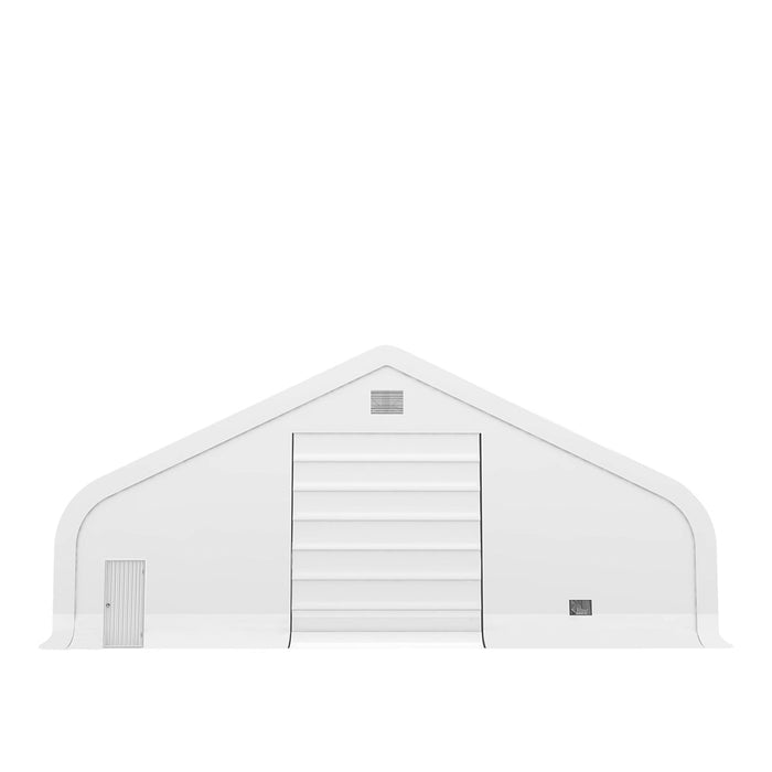 TMG Industrial Pro Series 50' x 55' Dual Truss Storage Shelter with Heavy Duty 32 oz PVC Cover & Drive Through Doors, TMG-DT5055-PRO