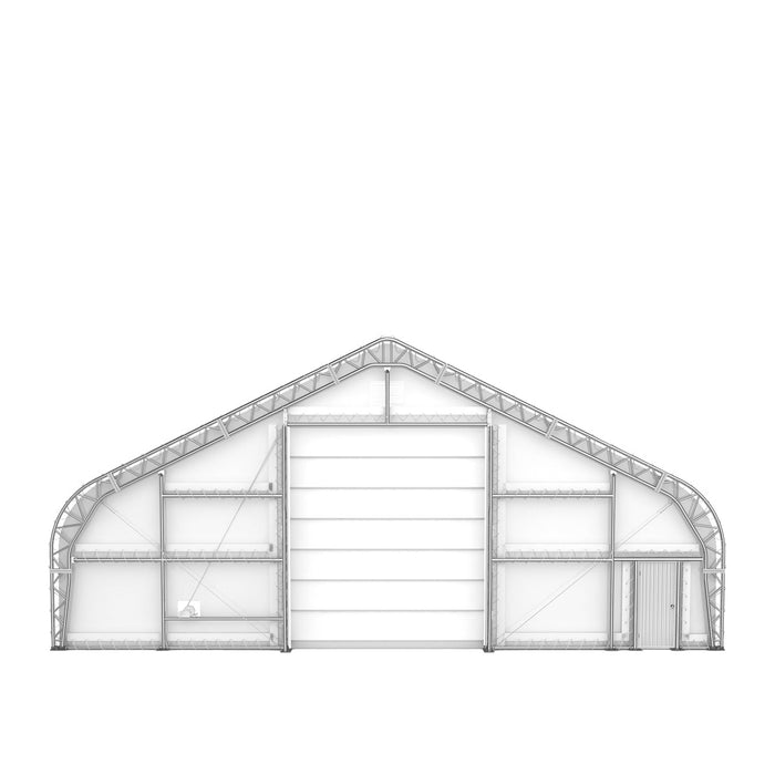 TMG Industrial Pro Series 50' x 55' Dual Truss Storage Shelter with Heavy Duty 32 oz PVC Cover & Drive Through Doors, TMG-DT5055-PRO
