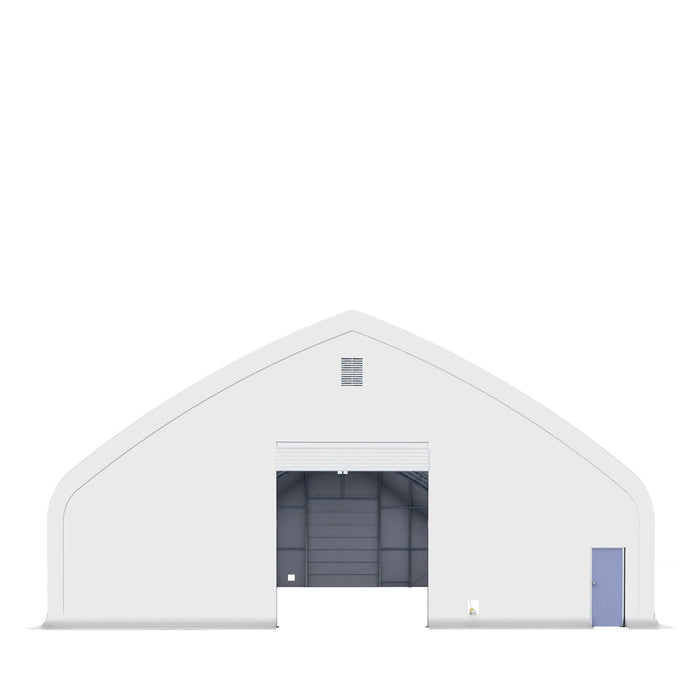 TMG Industrial Pro Series 70' x 80' Dual Truss Storage Shelter with Heavy Duty 32 oz PVC Cover & Drive Through Doors, TMG-DT7080-PRO